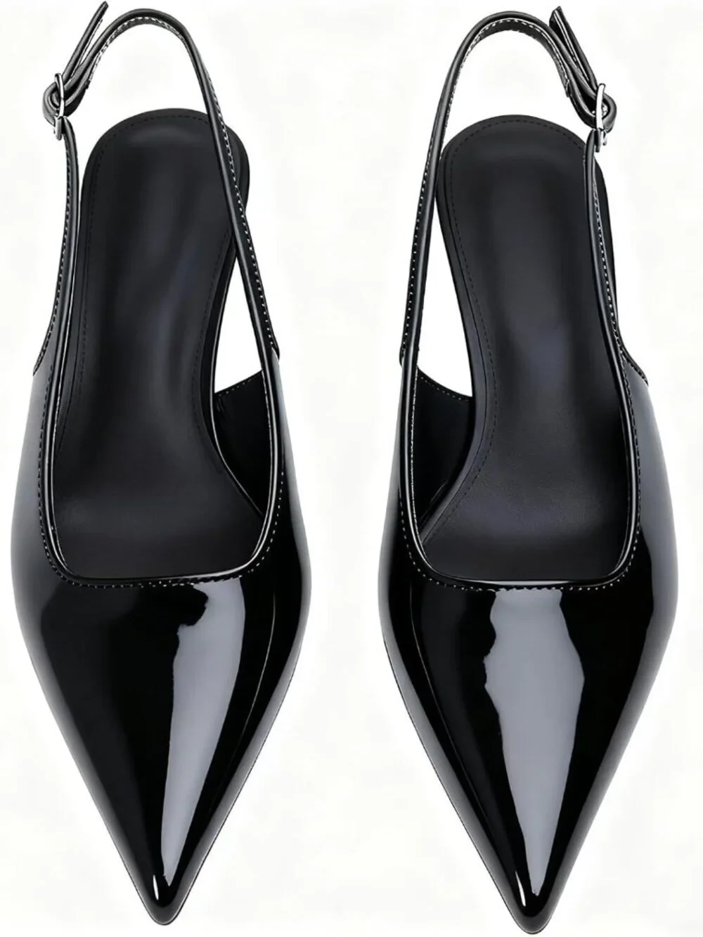 Women's Black Qi Pointed Toe Slingback Kitten Low Heels Pointed Toe Shoes